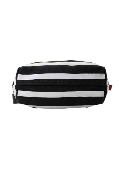 Karl Lagerfeld Womens Black Striped Zip Small Top Handle Shoulder Bag Handbag