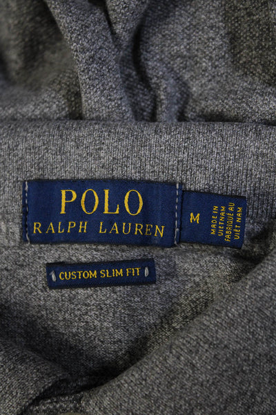 Polo Ralph Lauren Mens Custom Slim Fit Polo Shirt Gray Cotton Size Medium