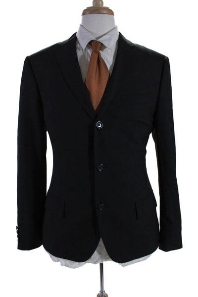 J Crew Mens Narrow Lapel Three Button Blazer Jacket Black Wool Size 40 Regular