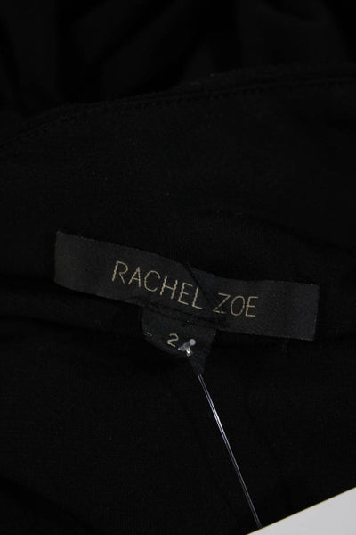 Rachel Zoe Womens Zipped Textured Ruched One Shoulder Jumpsuit Black Size 2