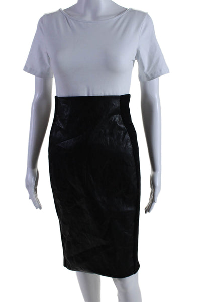 Pier Antonio Gaspari Womens Faux Leather Zip High Rise Skirt Black Size EUR 40