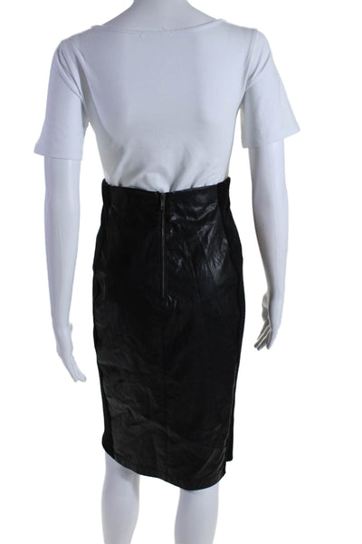 Pier Antonio Gaspari Womens Faux Leather Zip High Rise Skirt Black Size EUR 40