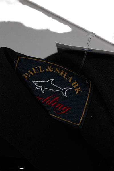 Paul & Shark Men's Collared Long Sleeves Double Breasted Coat Black Size L