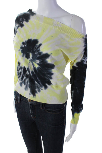 Central Park West Womens Cotton Blend Tie Dye Print Sweater Top Yellow Size XS