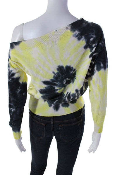 Central Park West Womens Cotton Blend Tie Dye Print Sweater Top Yellow Size XS