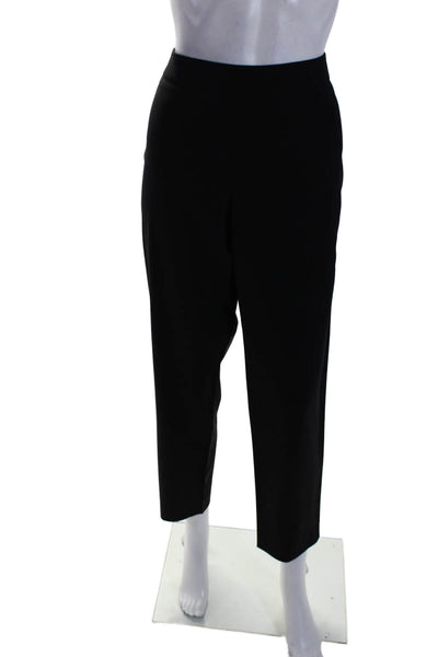 Boss Hugo Boss Womens Side Zip High Rise Straight Leg Pants Black Wool Size 10