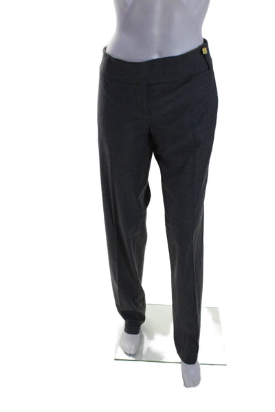 Boss Hugo Boss Womens Zipper Fly Mid Rise Pleated Dress Pants Gray Wool Size 8