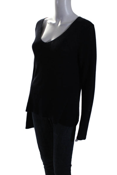 Eileen Fisher Womens Cotton Scoop Neck Long Sleeve Pullover Sweater Navy Size M