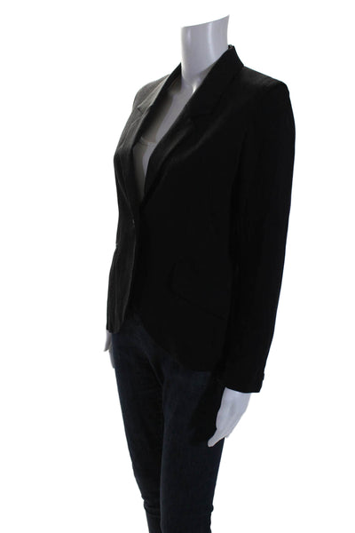 Vince Womens Notched Lapel Long Sleeve One Button Blazer Jacket Black Size 2