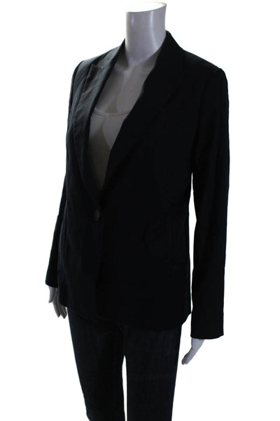 Vince Womens Peaked Lapel Long Sleeve One Button Blazer Midnight Blue Size 4