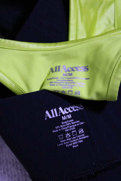 All Access Womens Pull On Leggings Sports Bra Set Black Neon Green Size Medium