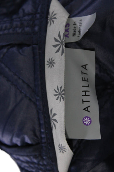 Athleta Womens Quilted Texture Hooded Jacket Navy Blue Size Extra Extra Small