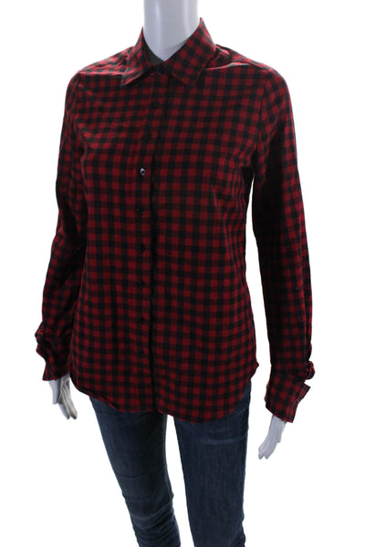 The Shirt Rochelle Behrens Womens Plaid Button Down Shirt Red Black Size Extra S