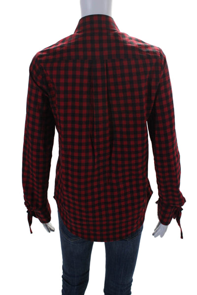 The Shirt Rochelle Behrens Womens Plaid Button Down Shirt Red Black Size Extra S