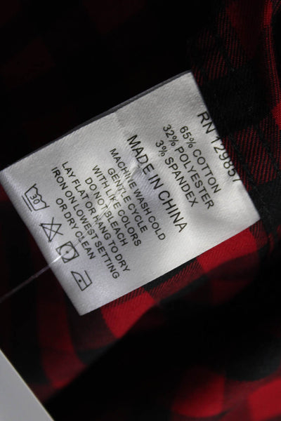 The Shirt Rochelle Behrens Womens Plaid Button Down Shirt Red Black Size Extra S