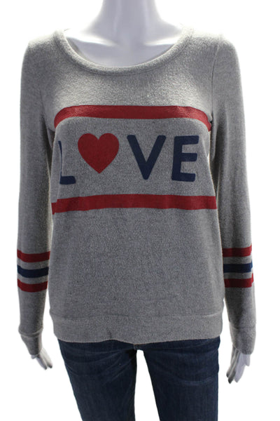 Chaser Womens Long Sleeves Crew Neck Pullover Love Sweatshirt Gray Size Small