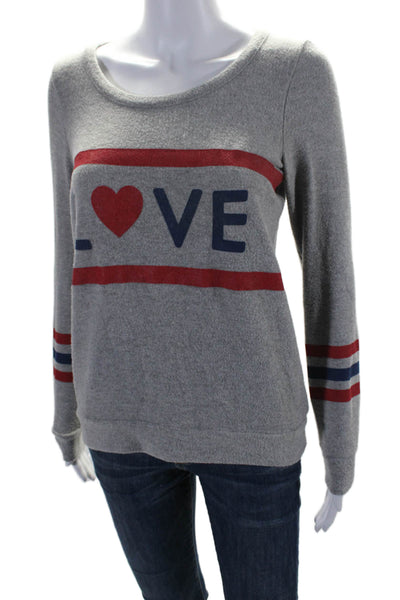 Chaser Womens Long Sleeves Crew Neck Pullover Love Sweatshirt Gray Size Small