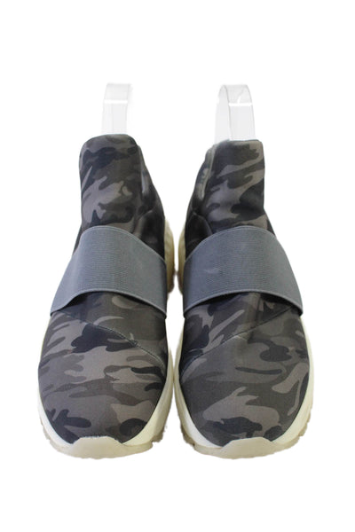 J/Slides Womens Camouflage Print Low Top Slide On Sneakers Gray Black Size 7