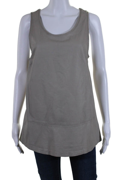 Joie Womens Scoop Neck Boxy Leather Tank Top Gray Size Medium