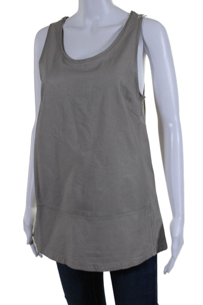 Joie Womens Scoop Neck Boxy Leather Tank Top Gray Size Medium