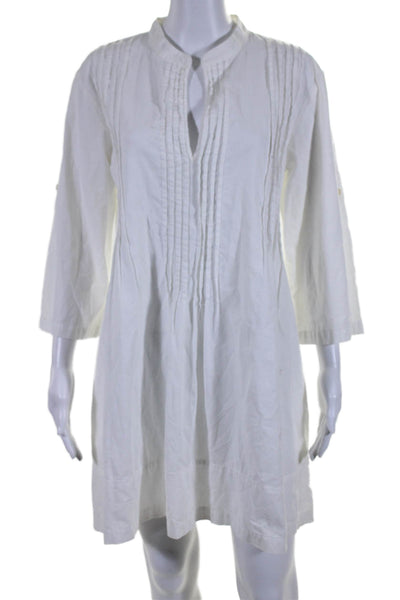 CP Shades Womens Long Sleeve V Neck Corduroy Shirt Dress White Size Medium