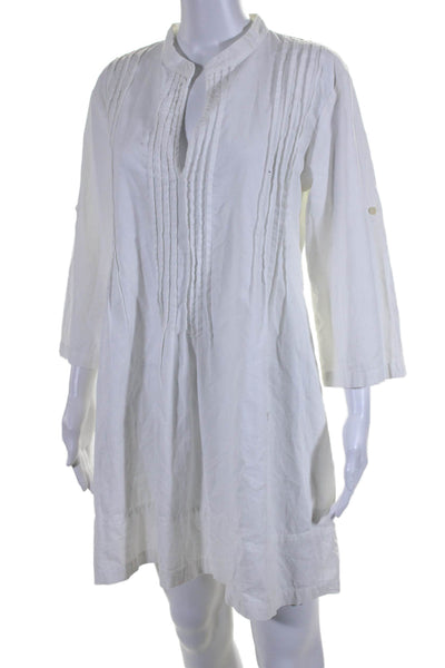 CP Shades Womens Long Sleeve V Neck Corduroy Shirt Dress White Size Medium