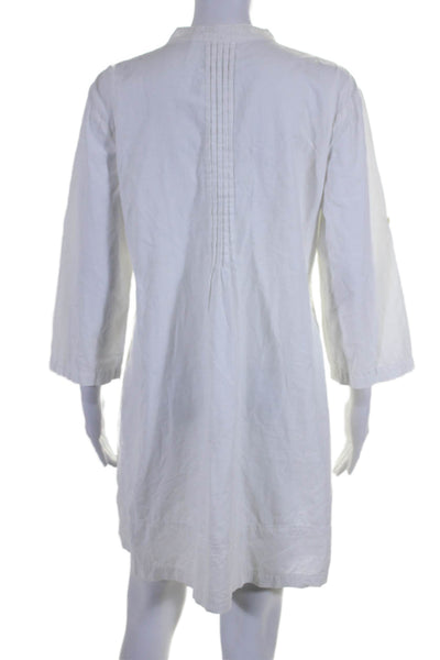 CP Shades Womens Long Sleeve V Neck Corduroy Shirt Dress White Size Medium