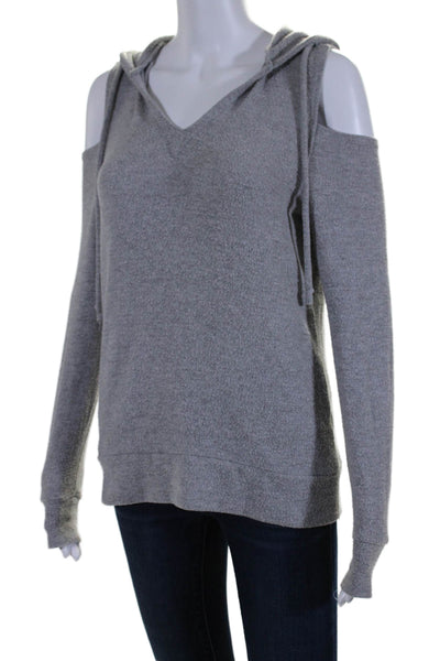 Chaser Womens Long Sleeve Tight Knit Drawstring Hoodie Gray Size XS