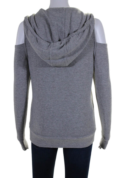 Chaser Womens Long Sleeve Tight Knit Drawstring Hoodie Gray Size XS