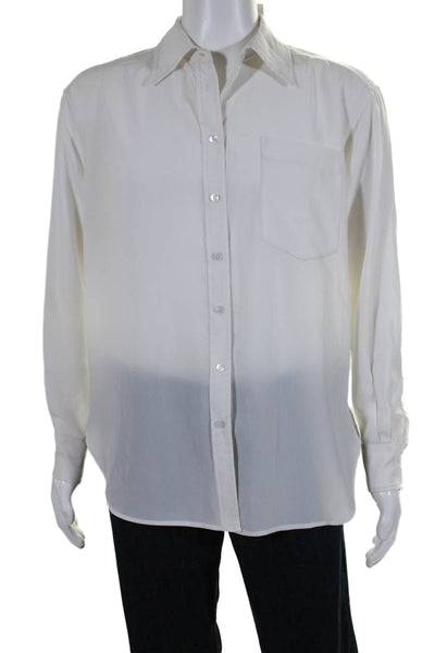 Calvin Rucker Womens Long Sleeve Collared Button Down Shirt White 36 in