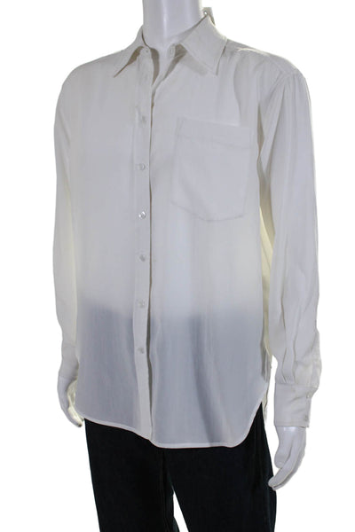 Calvin Rucker Womens Long Sleeve Collared Button Down Shirt White 36 in