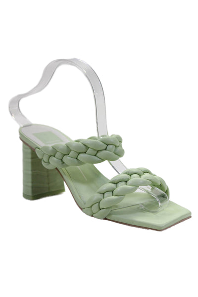 Dolce Vita Womens Open Toe Double Strap Mid Block Heels Green Size 7.5