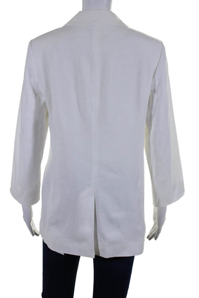 Vince Womens Linen Single Button Long Sleeves Blazer Jacket White Size 8