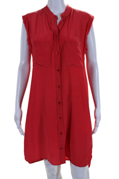 Equipment Femme Womens Sleeveless Button Down Shirt Dress Red Size Medium