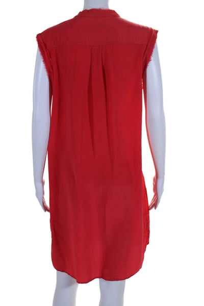 Equipment Femme Womens Sleeveless Button Down Shirt Dress Red Size Medium