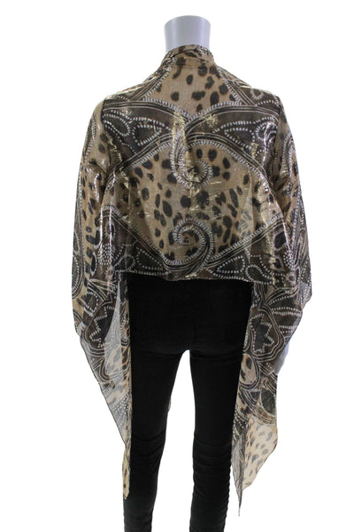 Etro Milano Womens Silk Metallic Brown Paisley Open Front Shawl Size S