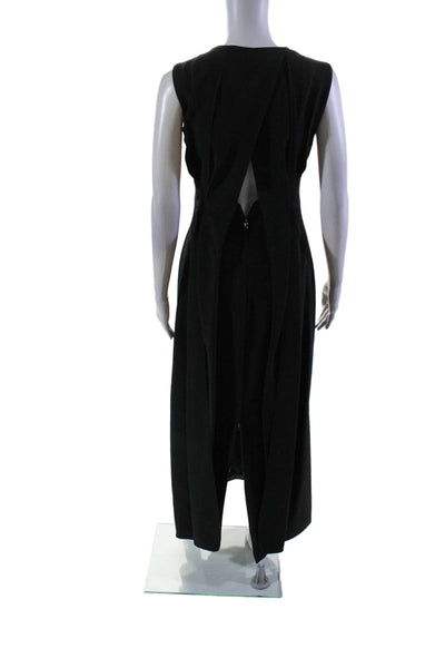 Antonio Berardi Womens Black Crew Neck Pleated Back Lined Shift Dress Size 40