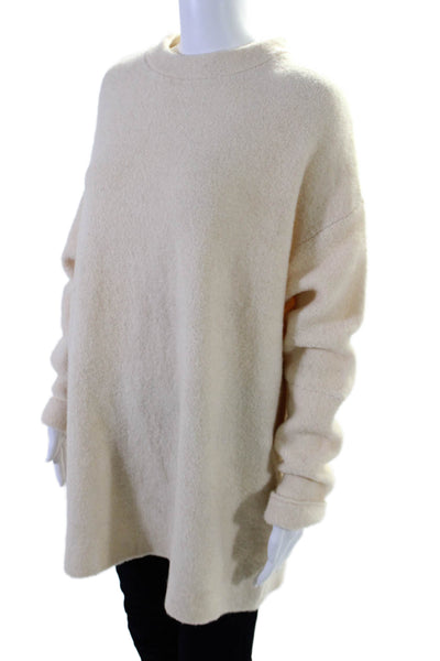 Free People Women's Round Neck Long Sleeves Tunic Sweater Beige Size M