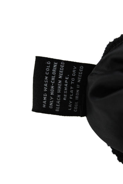 525 America Womens Long Sleeve Crew Neck Quilted Trim Top Black Size Medium