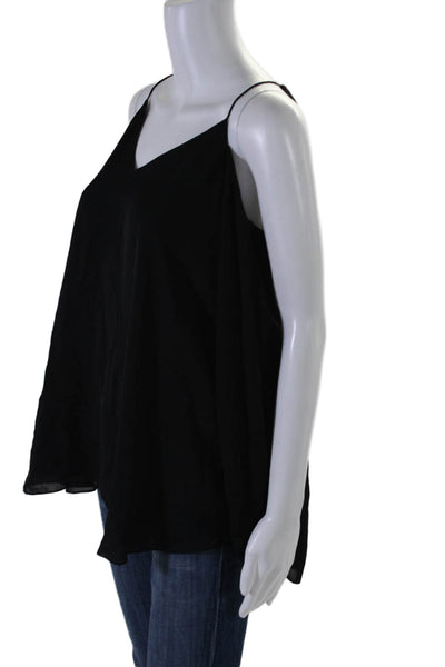 Haute Hippie Womens Long Sleeve Cold Shoulder V Neck Silk Shirt Black Size Large