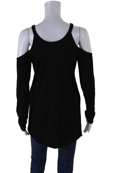 Ramy Brook Womens Long Sleeve Cold Shoulder Scoop Neck Shirt Black Size Medium