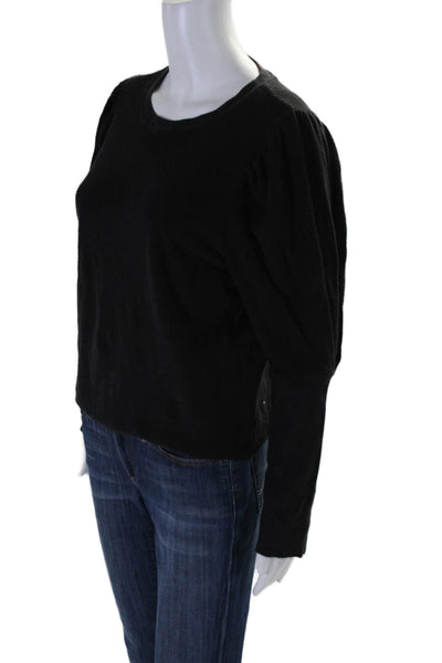 Goldie Womens Long Sleeve Scoop Neck Ruched Shoulder Sweatshirt Black Medium