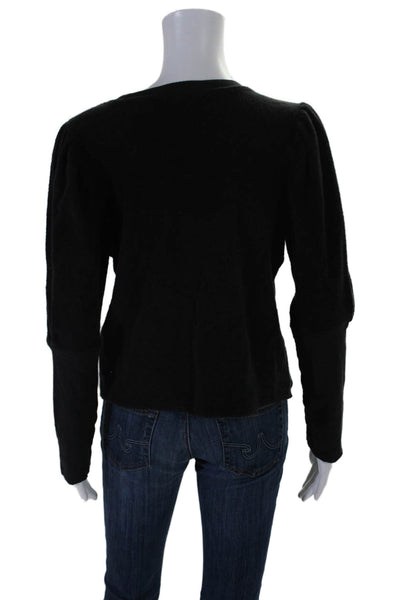 Goldie Womens Long Sleeve Scoop Neck Ruched Shoulder Sweatshirt Black Medium