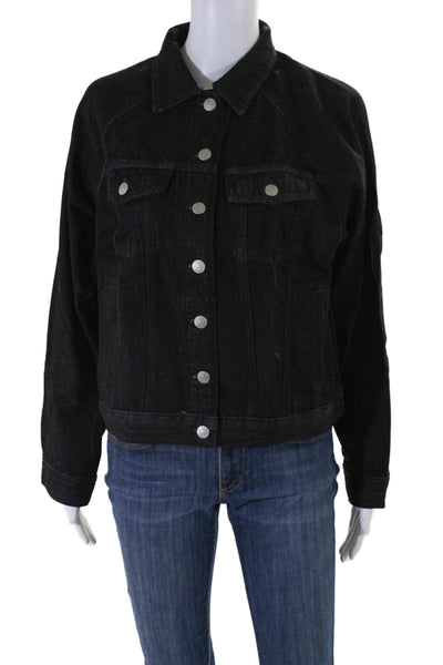 Madewell Womens Cotton Long Sleeve Button Down Denim Jacket Black Size M