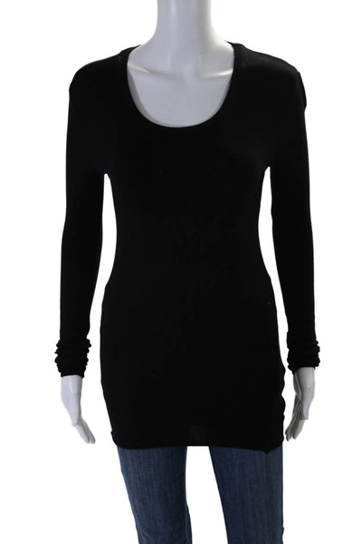 Thom Krom Womens Long Sleeve Scoop Neck Knit Tee Shirt Black Size Small