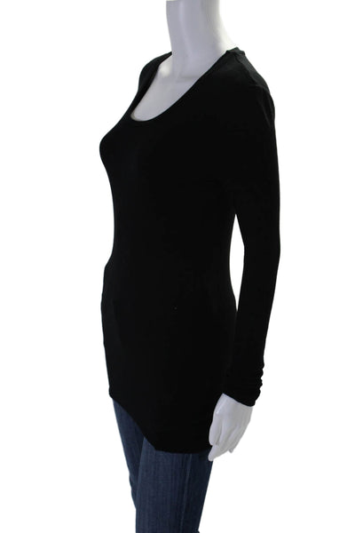 Thom Krom Womens Long Sleeve Scoop Neck Knit Tee Shirt Black Size Small