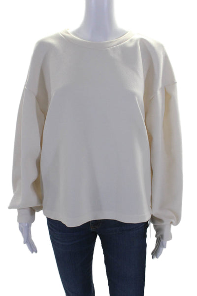 Vielles Ames Womens Long Sleeves Crew Neck Sweater Off White Size Medium