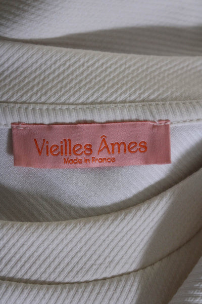 Vielles Ames Womens Long Sleeves Crew Neck Sweater Off White Size Medium