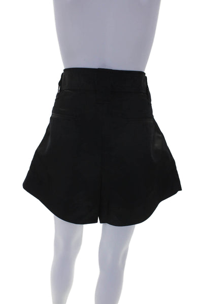 Ganni Womens Solid Black Belt High Rise Pleated Mini Shorts Size 38