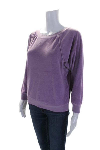 Suzie Kondi Womens Pink Cotton Velvet Crew Neck Pullover Sweatshirt Size S